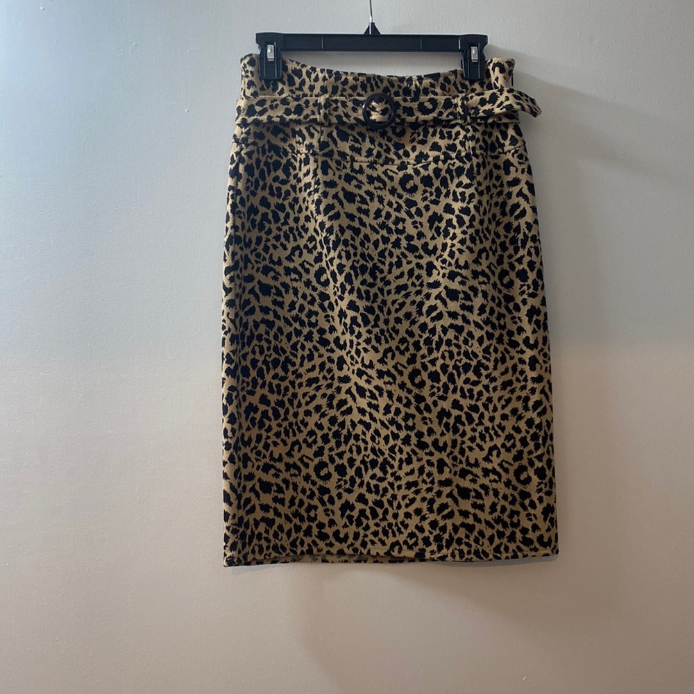 Grace leopard print belted pencil skirt